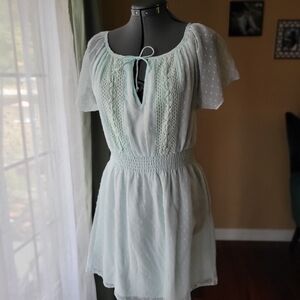 Hollister Light Sea Foam Mini Dress with Lace Accents, Women's Size Small NWT